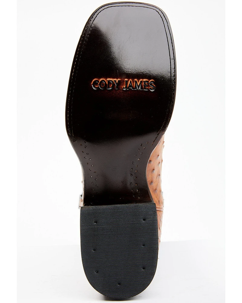 Cody James Men's Full Quill Cognac Ostrich Exotic Western Boots - Broad Square Toe