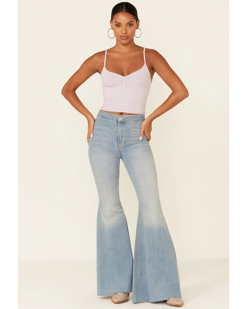 Wild Moss Women's Rib Knit V-Neck Crop Cami