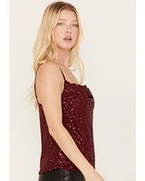By Together Women's Sequin Cowl Neck Tank