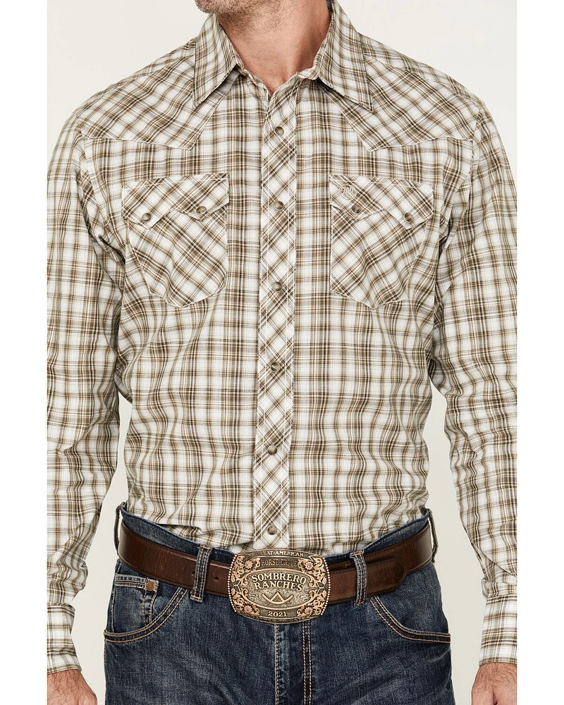 Wrangler Retro Men's Plaid Print Long Sleeve Snap Western Shirt
