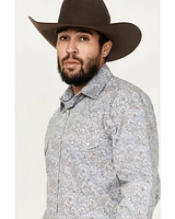 Rough Stock by Panhandle Men's Bandana Paisley Print Long Sleeve Pearl Snap Stretch Western Shirt