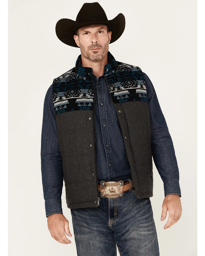 Cody James Men's Southwestern Print Yoke Wool Vest