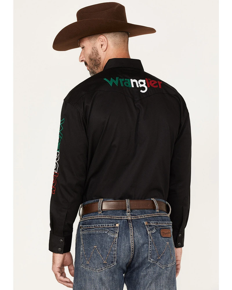 Wrangler Men's Mexico Logo Snap Western Shirt