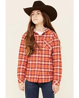 Roper Girls' Plaid Print Thermal Lined Snap-Front Hooded Shacket