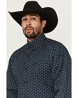 George Strait by Wrangler Men's Floral Striped Print Long Sleeve Button-Down Stretch Western Shirt