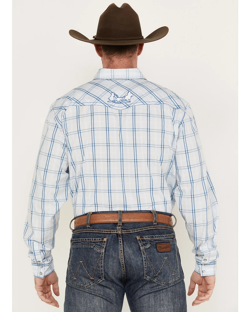 Cowboy Hardware Men's Plaid Print Long Sleeve Western Pearl Snap Shirt
