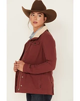 Powder River Outfitters Women's Sherpa-Lined Collar Denim Military Jacket