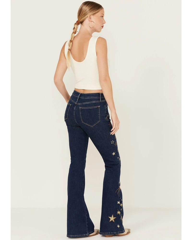 Driftwood Women's Shooting Star Dark Wash High Rise Flare Jeans