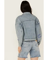 Rock & Roll Denim Women's Light Wash Rhinestone Embellished Jacket