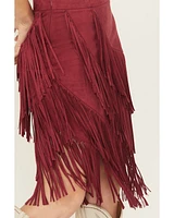 Idyllwind Women's Tina Faux Suede Fringe Midi Skirt