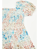 Shyanne Toddler Girls' Floral Print Puff Short Sleeve Midi Dress