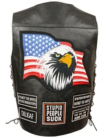 Milwaukee Leather Men's Side Lace Eagle & Flag Patch Vest - 5X