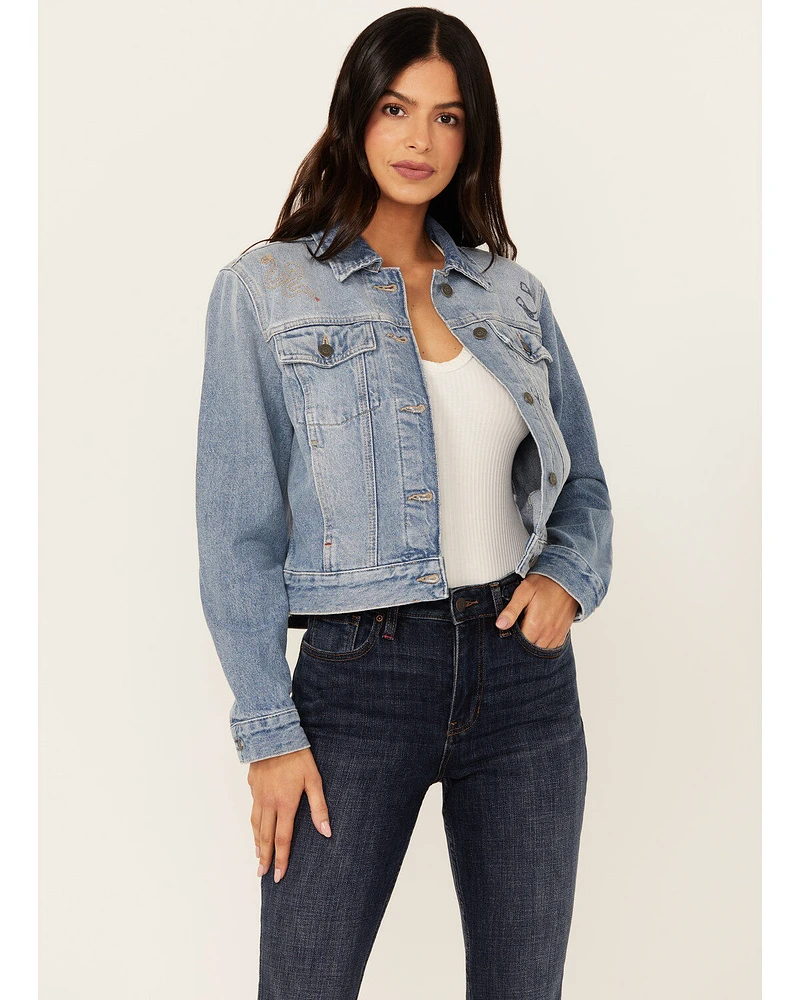Idyllwind Women's Rigid Foster Medium Wash Embroidered Trucker Jacket