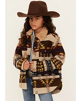 Shyanne Girls' Southwestern Print Sherpa Trim Shacket