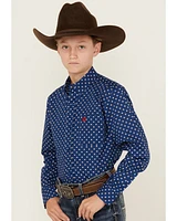 Cinch Boys' Geo Print Long Sleeve Button-Down Western Shirt