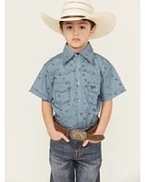 Cowboy Hardware Boys' Branding Iron Short Sleeve Snap Western Shirt