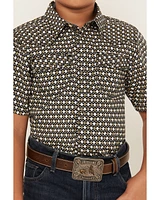 Cody James Boys' Dotted Print Short Sleeve Snap Western Shirt