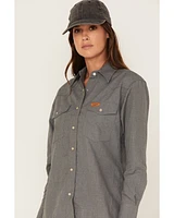 Wrangler Women's FR Long Sleeve Pearl Snap Western Work Shirt