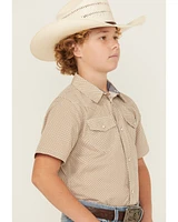 Cody James Boys' Grill and Greet Medallion Print Short Sleeve Snap Western Shirt