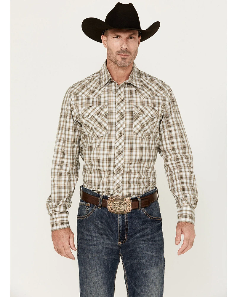 Wrangler Retro Men's Plaid Print Long Sleeve Snap Western Shirt
