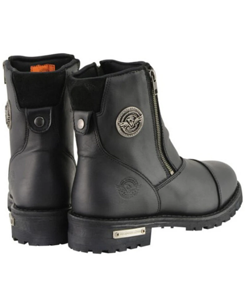 Milwaukee Leather Women's Super-Clean Double Sided Zipper Entry Boots - Round Toe