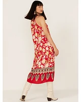 Band of the Free Women's Power Peace Floral Print Halter Midi Dress
