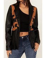 Rock & Roll Denim Women's Western Detail Faux Leather Blazer