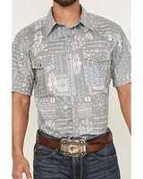 Cowboy Hardware Men's Southwestern Bandana Print Short Sleeve Snap Western Shirt
