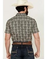 Gibson Men's Queen of Spades Medallion Print Short Sleeve Button-Down Western Shirt