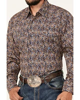 Roper Men's Amarillo Paisley Print Long Sleeve Snap Western Shirt