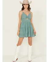 Angie Women's Eyelet Sleeveless Mini Dress