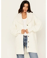 Shyanne Women's Chunky Fit Fur Trim Cardigan Sweater