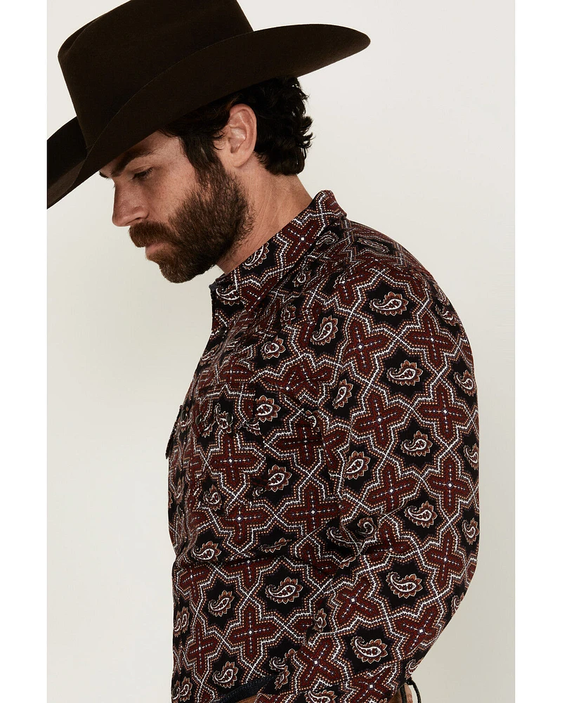 Cody James Men's Daybreak Geo Print Long Sleeve Snap Western Shirt