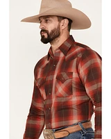 Ely Walker Men's Plaid Print Long Sleeve Snap Western Shirt
