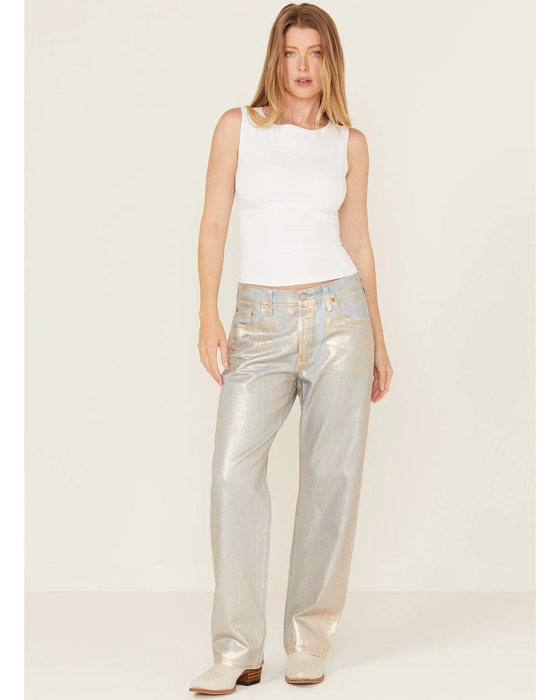 Levi's Premium Women's Optical Illusion 501 High Rise Ankle Straight Denim Jeans