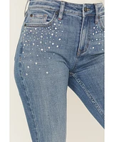 Idyllwind Women's Legend Medium Wash High Rise Rhinestone Studded Bootcut Super Stretch Denim Jeans
