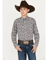 Cinch Boys' Paisley Print Long Sleeve Button-Down Western Shirt