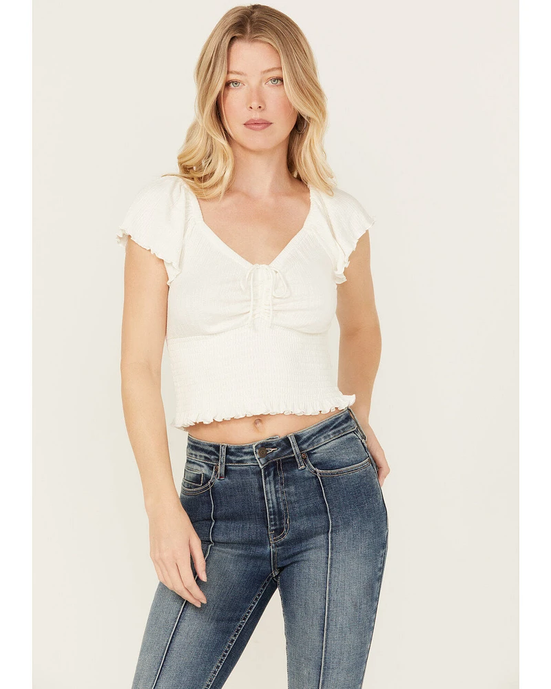 Idyllwind Women's Pointe Flutter Sleeve Smocked Top