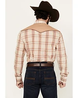 Roper Men's Plaid Print Embroidered Long Sleeve Pearl Snap Western Shirt