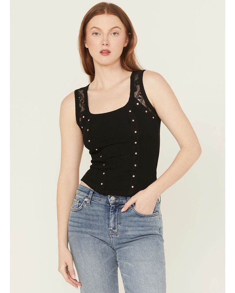 Miss Me Women's Rhinestone Rib Tank