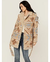 Idyllwind Women's Lynn Southwestern Print Fur Collar Shacket