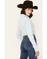 Wrangler Retro Women's Solid Long Sleeve Button-Down Stretch Western Shirt