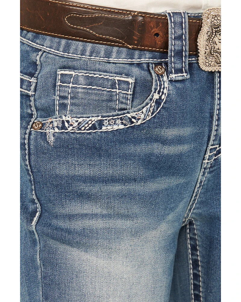 Shyanne Girls' Medium Wash Diamond Dreamcatcher Bootcut Jeans - Little