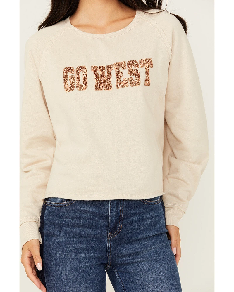 Blended Women's Go West Sequins Graphic Long Sleeve Tee