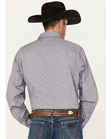 Roper Men's Large Geo Print Long Sleeve Pearl Snap Shirt