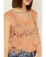 Rock & Roll Denim Women's Paisley Lace Sleeveless Tank