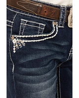 Shyanne Girls' Dark Wash Faux Flap Stretch Bootcut Jeans - bIG