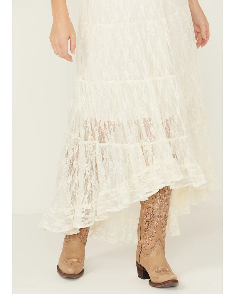 Wild Moss Women's Lace High-Low Skirt