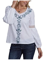 Roper Women's Floral Embroidered Long Sleeve Top