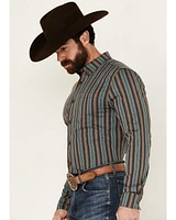 Cody James Men's Boa Dobby Striped Print Long Sleeve Button-Down Stretch Western Shirt